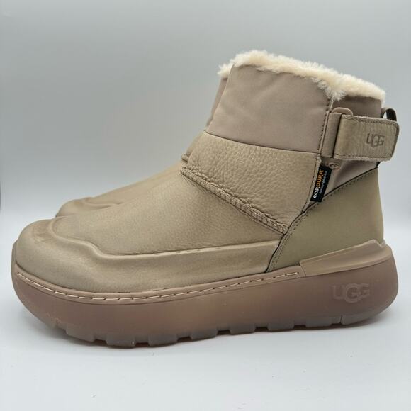 UGG Men’s M City Mini Boots Size 10 Dune Tan Waterproof Leather Winter Shoes - Picture 5 of 12
